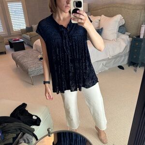 Anthropologie Crushed Velvet Purple Top